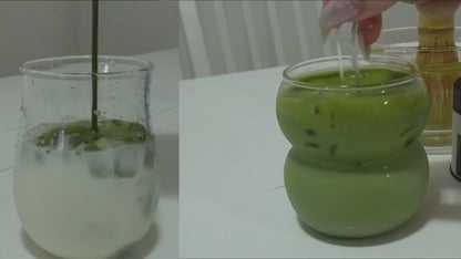 Yabukita matcha preparation with the Isshiki tin, measuring matcha, whisking, and finishing an iced matcha